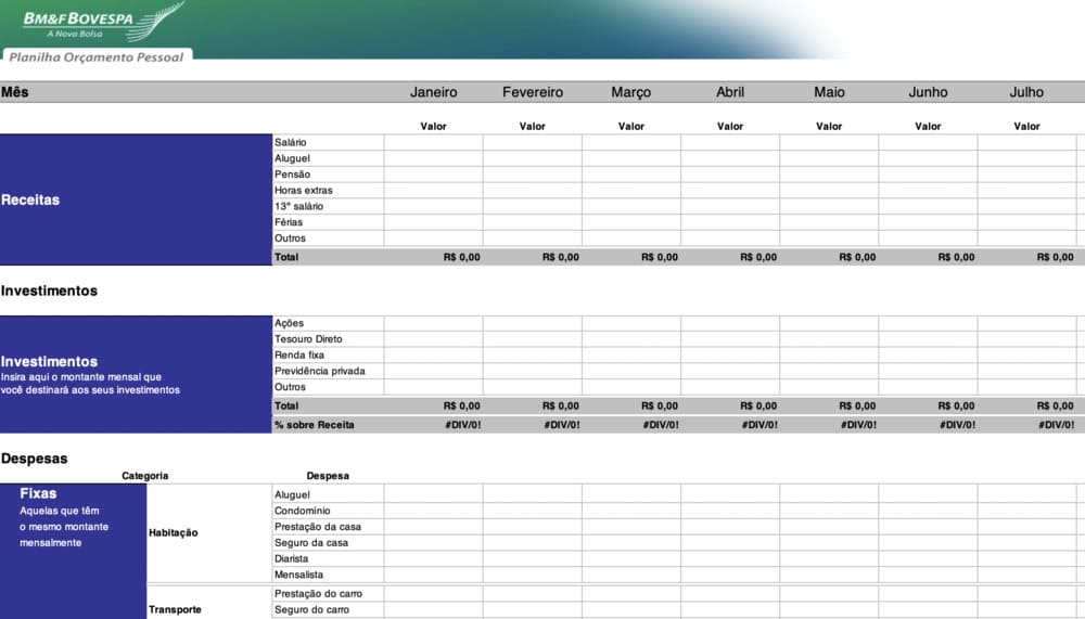 Planilha BM&F Bovespa - Excel - melhores planilhas de controle financeiro