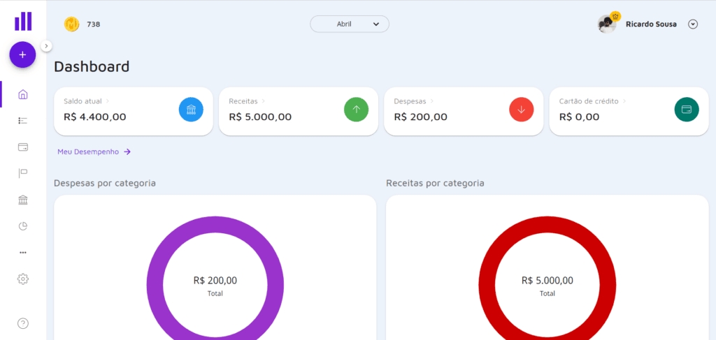 Imagem Mobills Web - planilha de gastos mensais