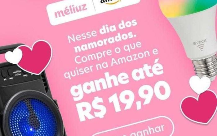 Dia dos Namorados: Ganhe R$ 19,90 do Méliuz em compras na Amazon