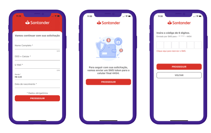Imagem representa como pedir o cartão Santander Amex pelo app
