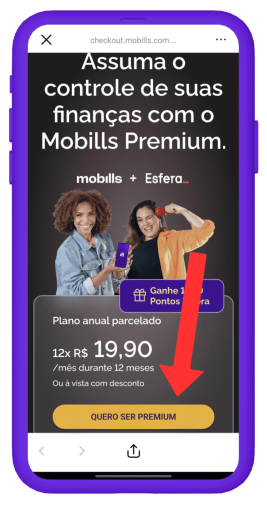 Passo a passo para a parceria entre Esfera e Mobills. Tela 4.