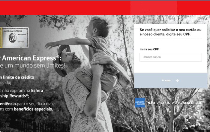Imagem representa como pedir o cartão Santander Amex pelo site