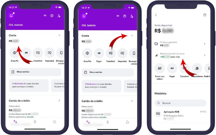 Imagem ensina a ver o saldo Nubank
