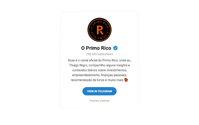 canais telegram: o primo rico