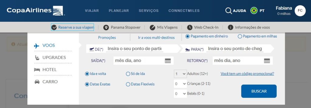 Comprar passagens na Copa Airlines