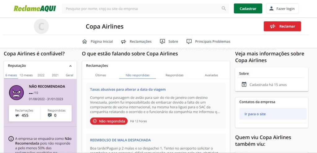 Copa Airlines Reclame Aqui