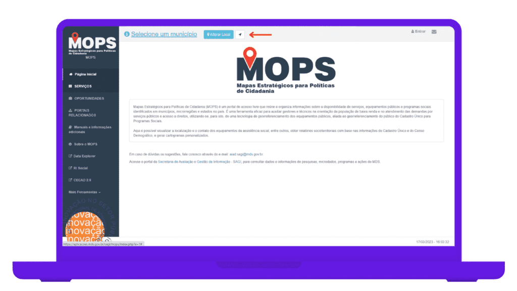 telefone do cras - página inicial site MOPS - mobills