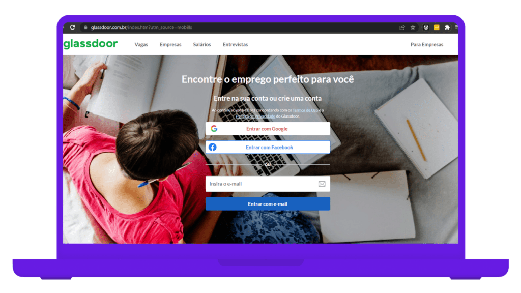 sites de vagas de emprego confiáveis -glassdor - mobills