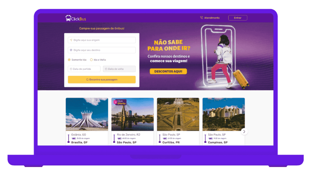 Site da ClickBus - passagem de ônibus barata - mobills
