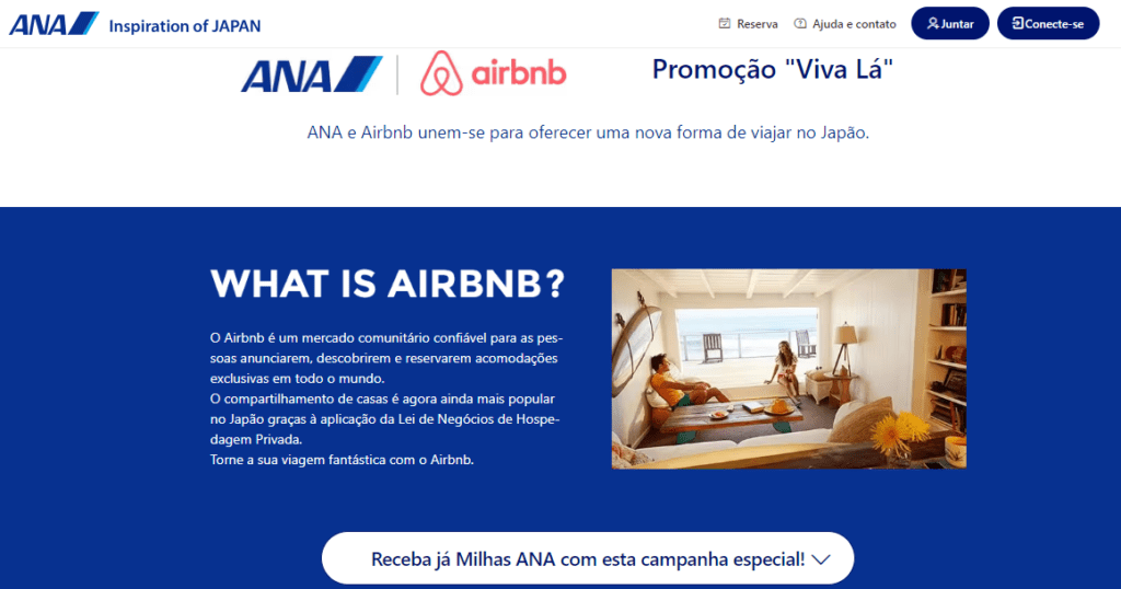 ganhar pontos com Airbnb na companhia ANA