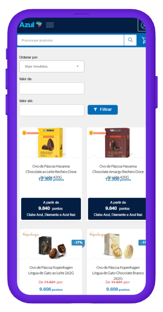 comprar ovos de páscoa com milhas azul fidelidade.