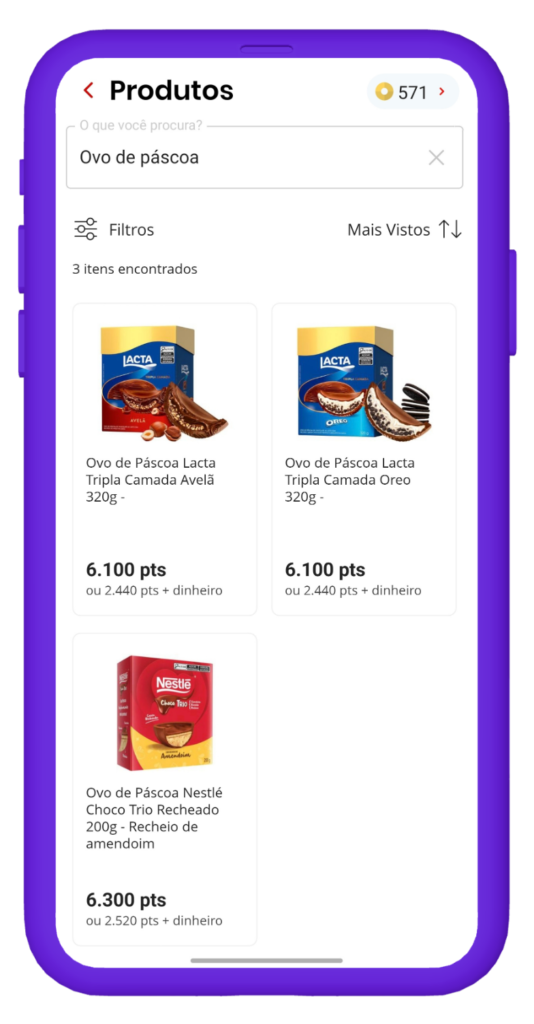 comprar ovos de páscoa com pontos esfera