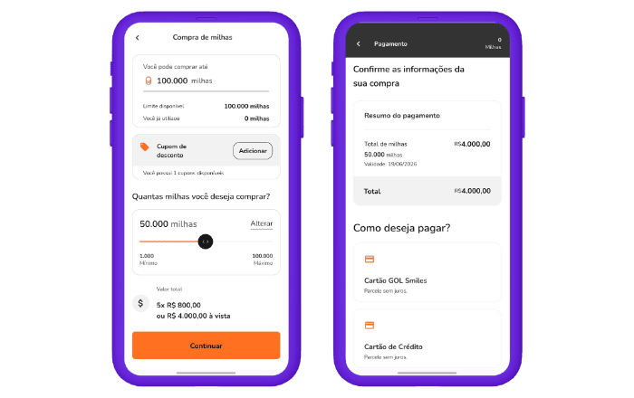 comprar milhas smiles passo a passo no app