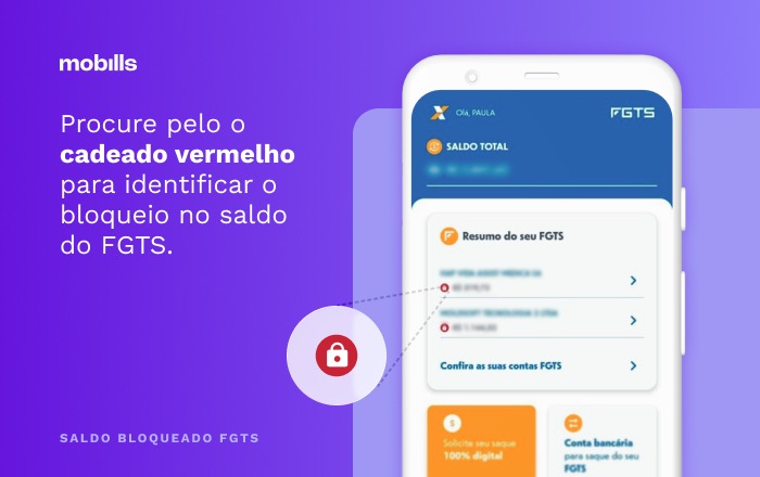 tela app FGTS mastrando como identificar saldo bloqueado