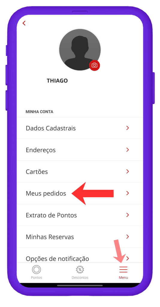 Meus pedidos do app Esfera