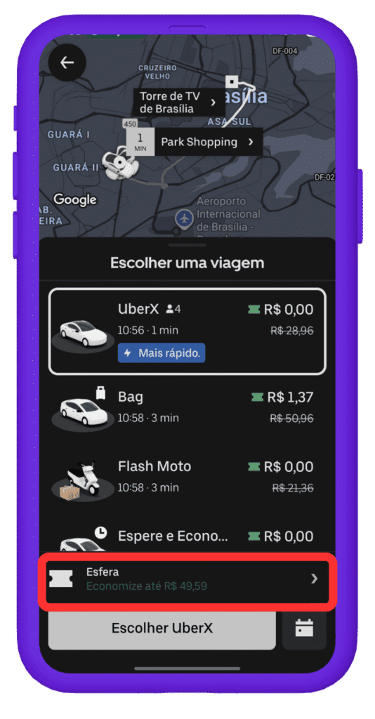 Pontos Esfera Uber - passo a passo uber 3