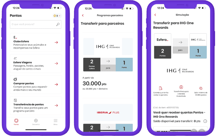 Transferência de pontos Esfera para IHG