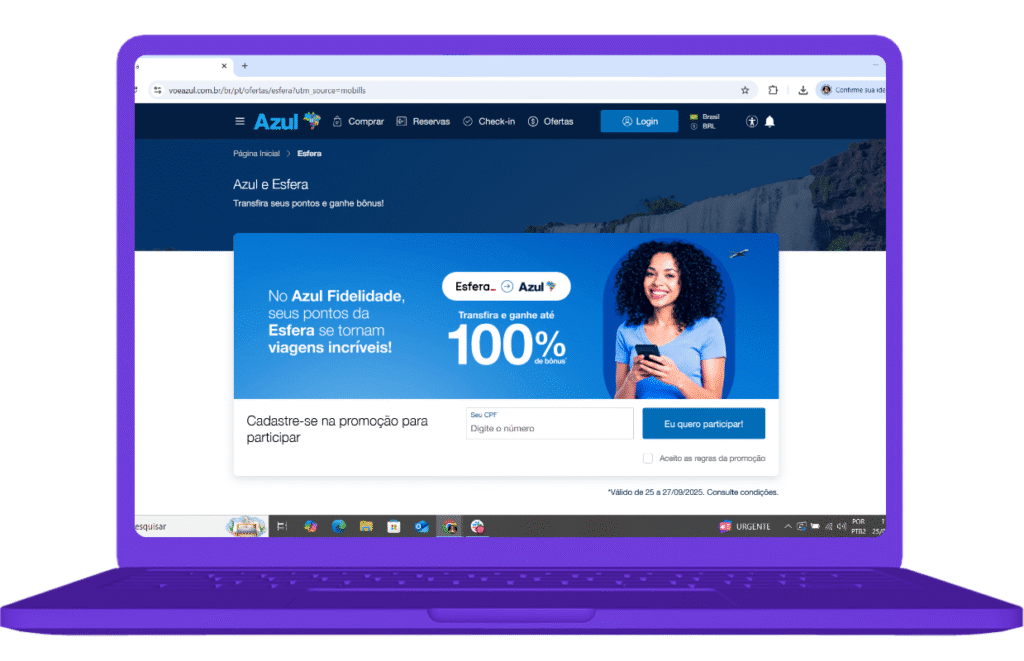 como ganhar bônus Esfera transferindo pontos para o Azul Fidelidade