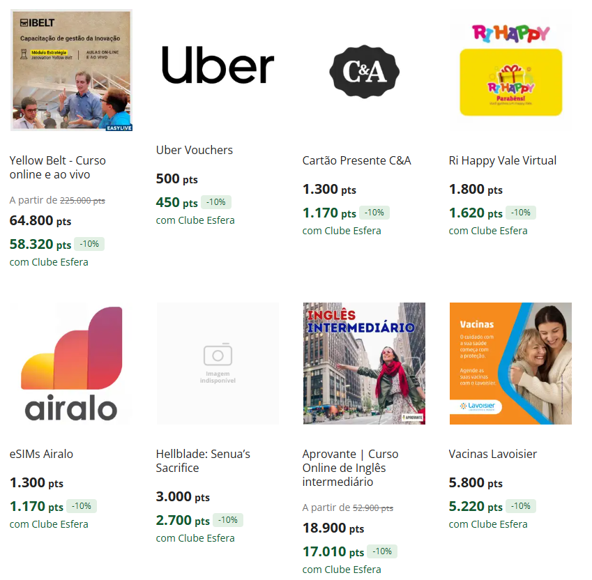 vales-compra na Esfera.