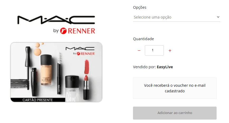 imagem da tela de compra do voucher MAC by esfera