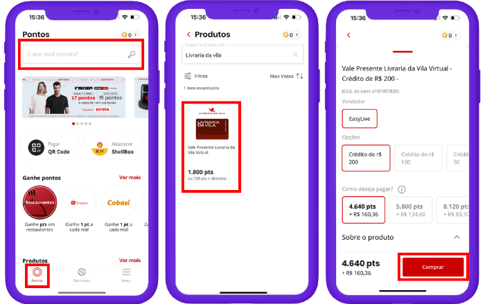 Como resgatar o voucher Livraria da Vila no aplicativo da Esfera