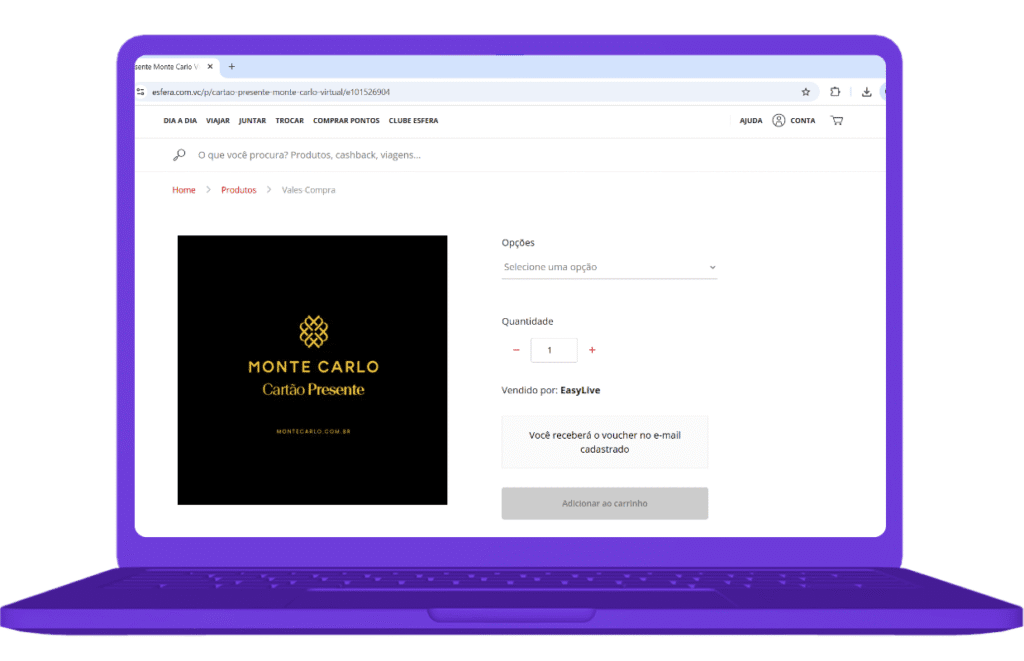 Como resgatar o voucher Monte Carlo no site da Esfera