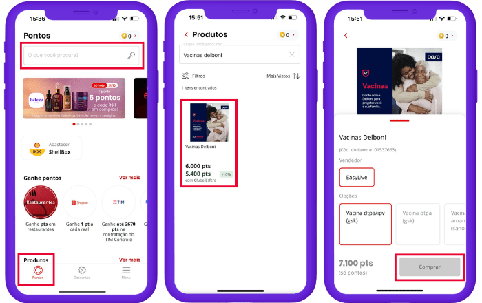 Como trocar pontos pelo Cartão Vacinas Delboni no App Esfera