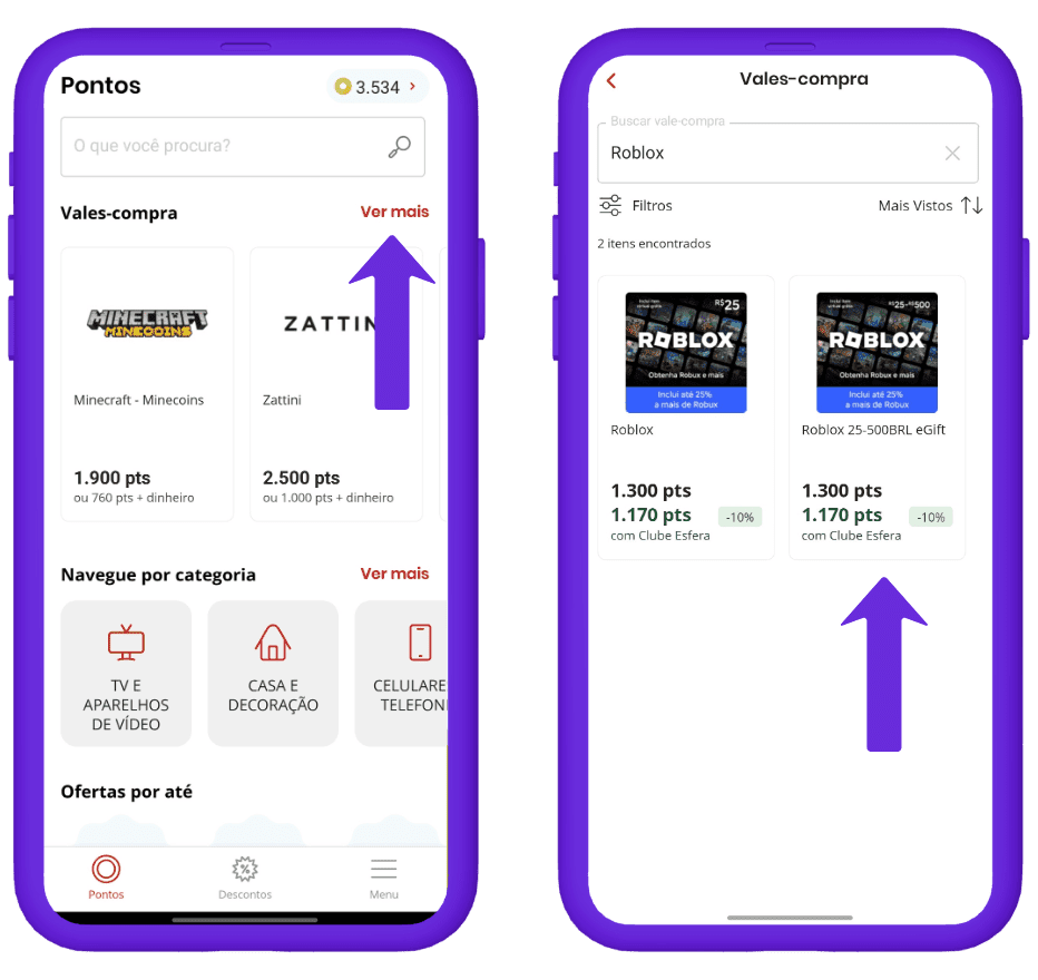 Resgatar cartão presente Roblox na Esfera - passo 1