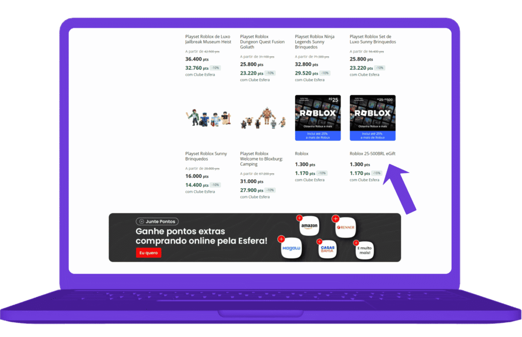 Resgatar cartão presente Roblox na Esfera - passo 5