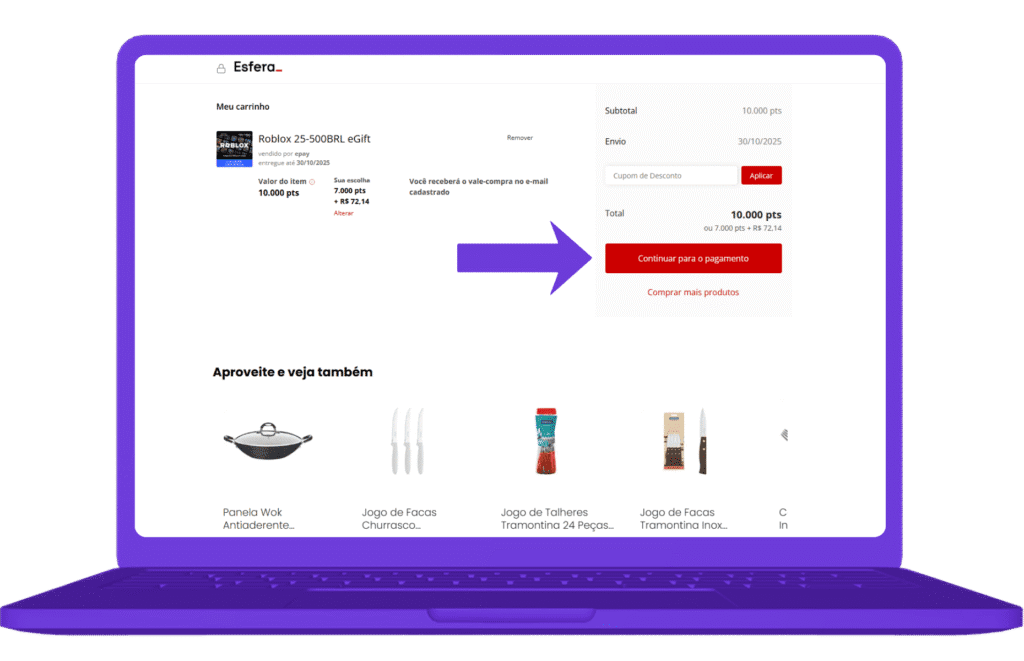 Resgatar cartão presente Roblox na Esfera - passo 7