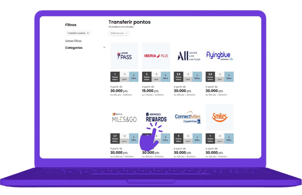 Transferir pontos Esfera para Aeromexico Rewards - passo 2