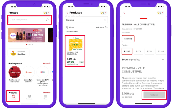Troca de pontos Esfera pelo voucher Premmia no App
