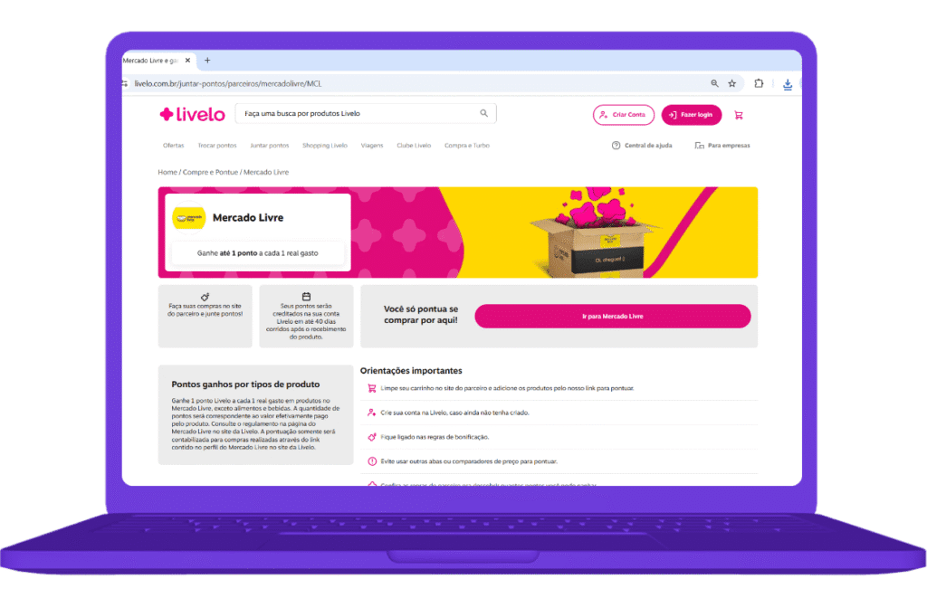 pontos Livelo com Mercado Livre