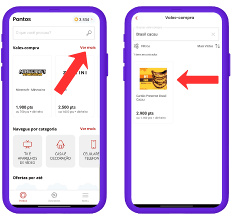 resgatar cartão presente Brasil Cacau na Esfera - passo 6