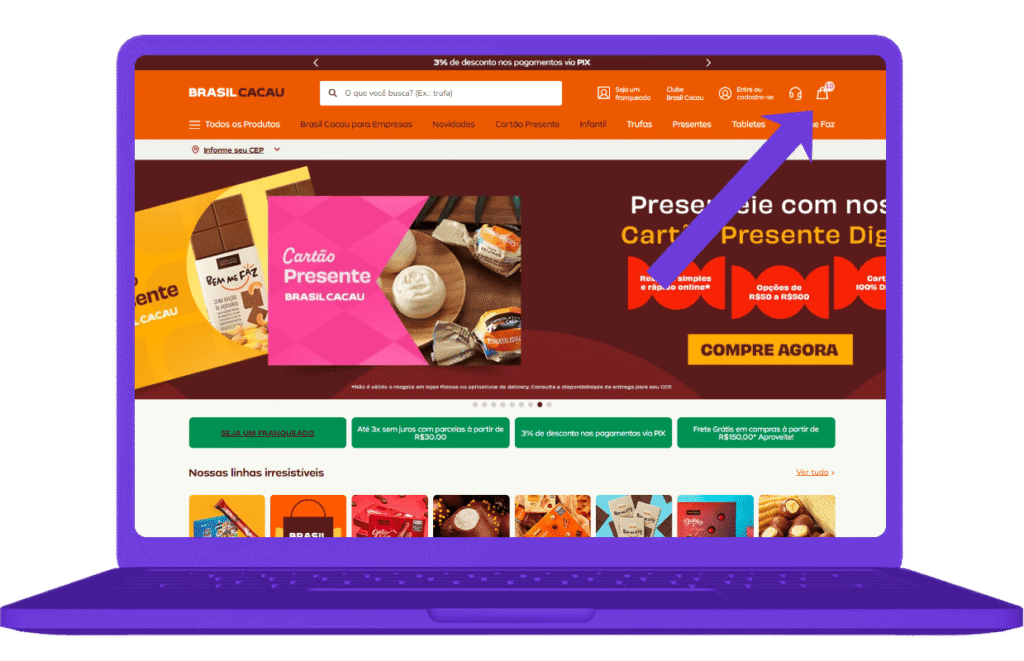 resgatar cartão presente Brasil Cacau na Esfera - passo 7