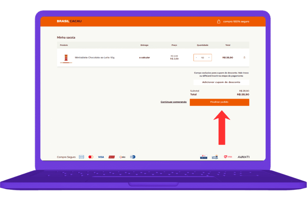 resgatar cartão presente Brasil Cacau na Esfera - passo 8