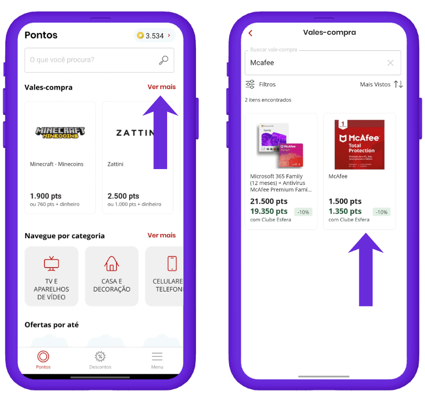 resgatar vale-compra McAfee na Esfera - passo 1