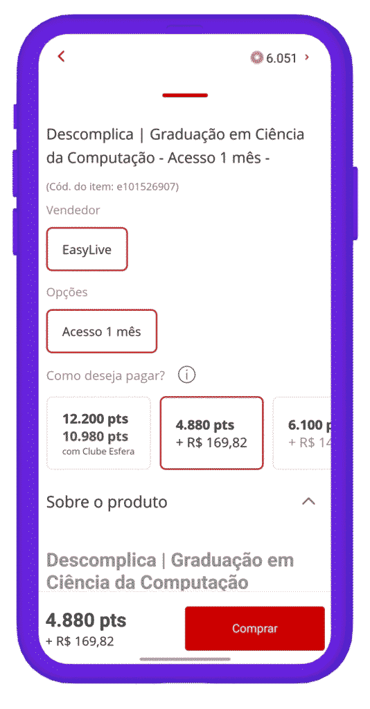 resgatar voucher da Descomplica na Esfera - passo 2