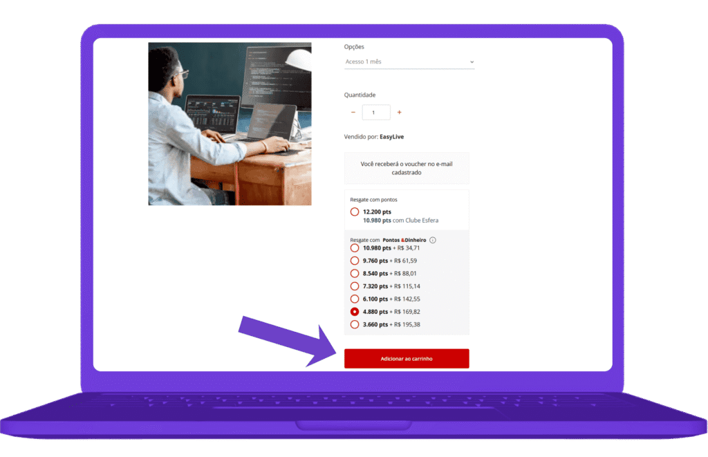 resgatar voucher da Descomplica na Esfera - passo 4