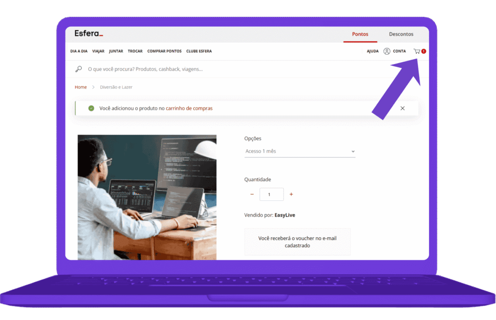 resgatar voucher da Descomplica na Esfera - passo 5