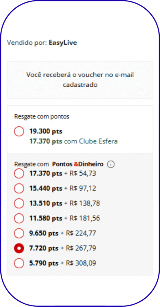 trocar pontos e dinheiro por vale compras Loccitane