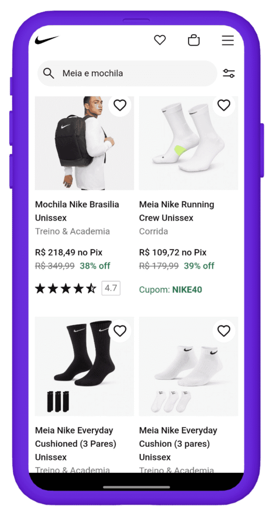 Black Friday Nike com desconto - acessorios