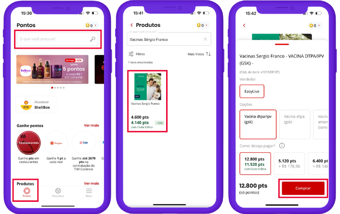 Como trocar pontos Esfera pelo vale Vacinas Sergio Franco no App