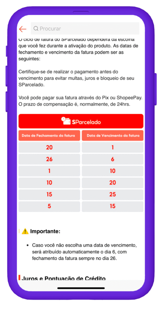 ciclo de parcelamento