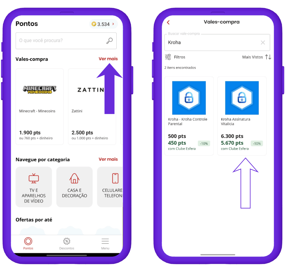 Resgatar vale-compra Kroha na Esfera - passo 1
