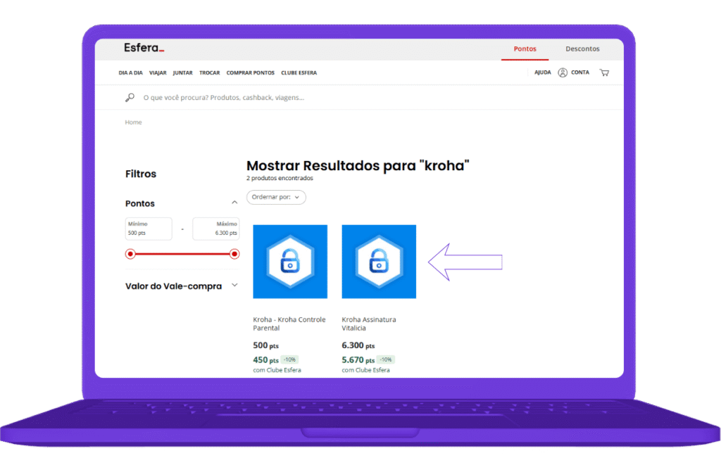 Resgatar vale-compra Kroha na Esfera - passo 3