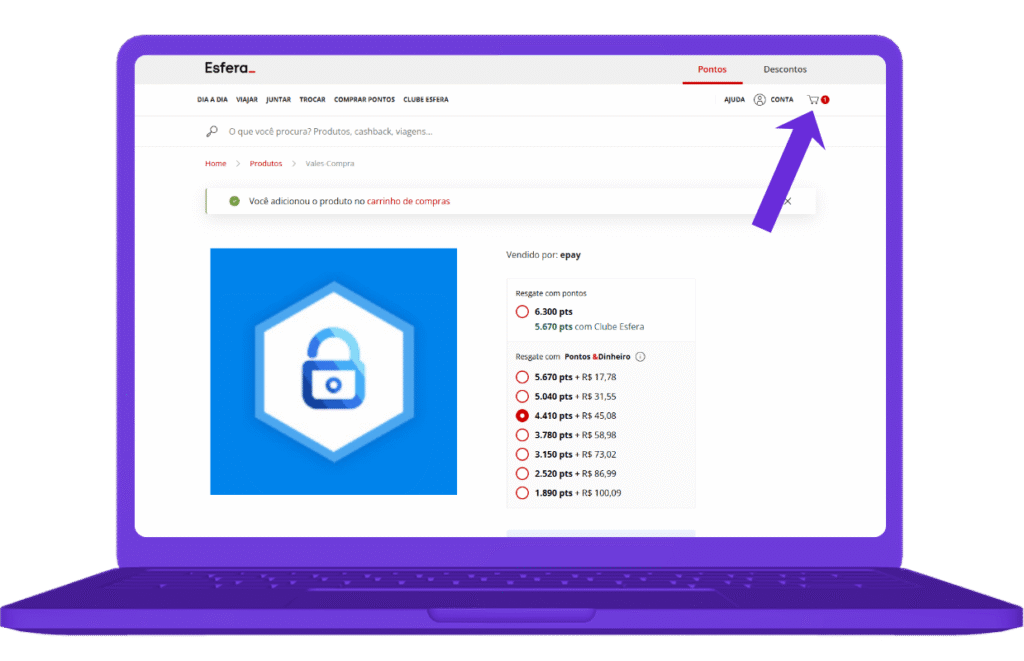 Resgatar vale-compra Kroha na Esfera - passo 5
