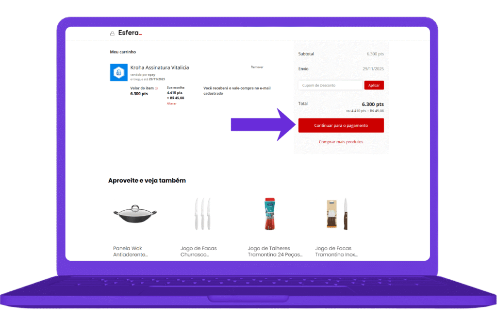 Resgatar vale-compra Kroha na Esfera - passo 6