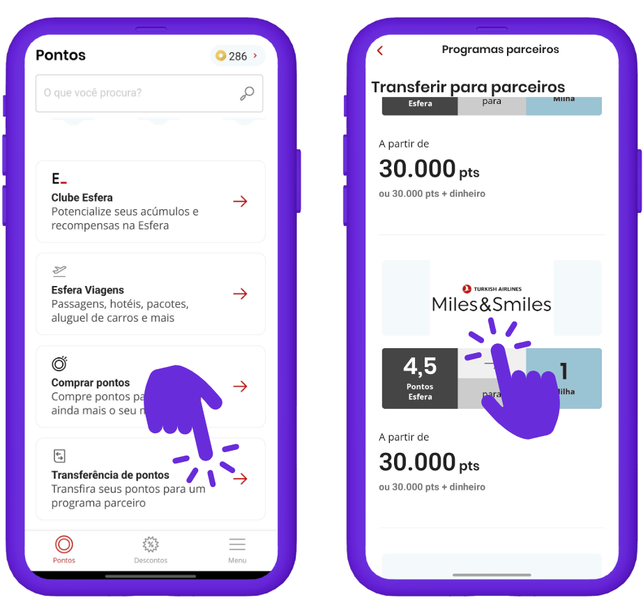 Transferir pontos Esfera para Turkish Airlines miles&smiles - passo a passo