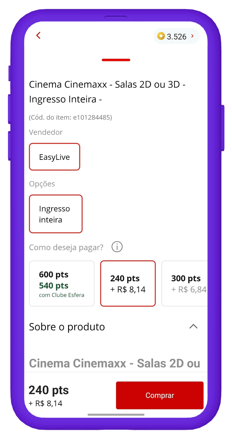 resgatar vale-compra Cinemaxx na Esfera - passo 2